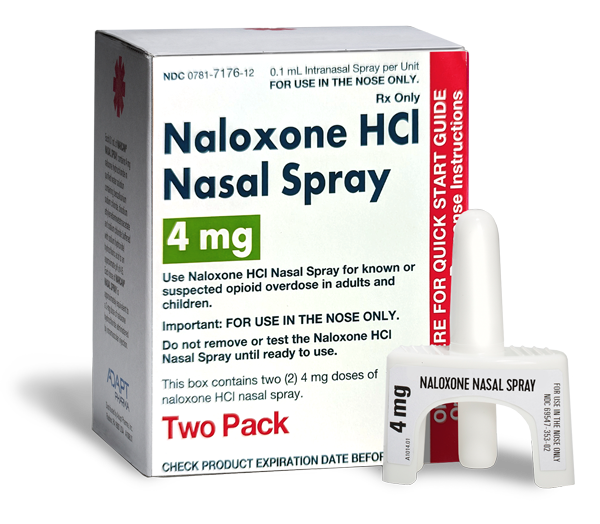 Box of naloxone nasal spray